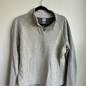 Prana Heather Gray Merino Wool Button Up Sweater